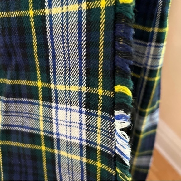 Glen Lockhart of Scotland Tartan Long Blue Green Courtelle Wool Plaid Kilt Skirt - Picture 5 of 8